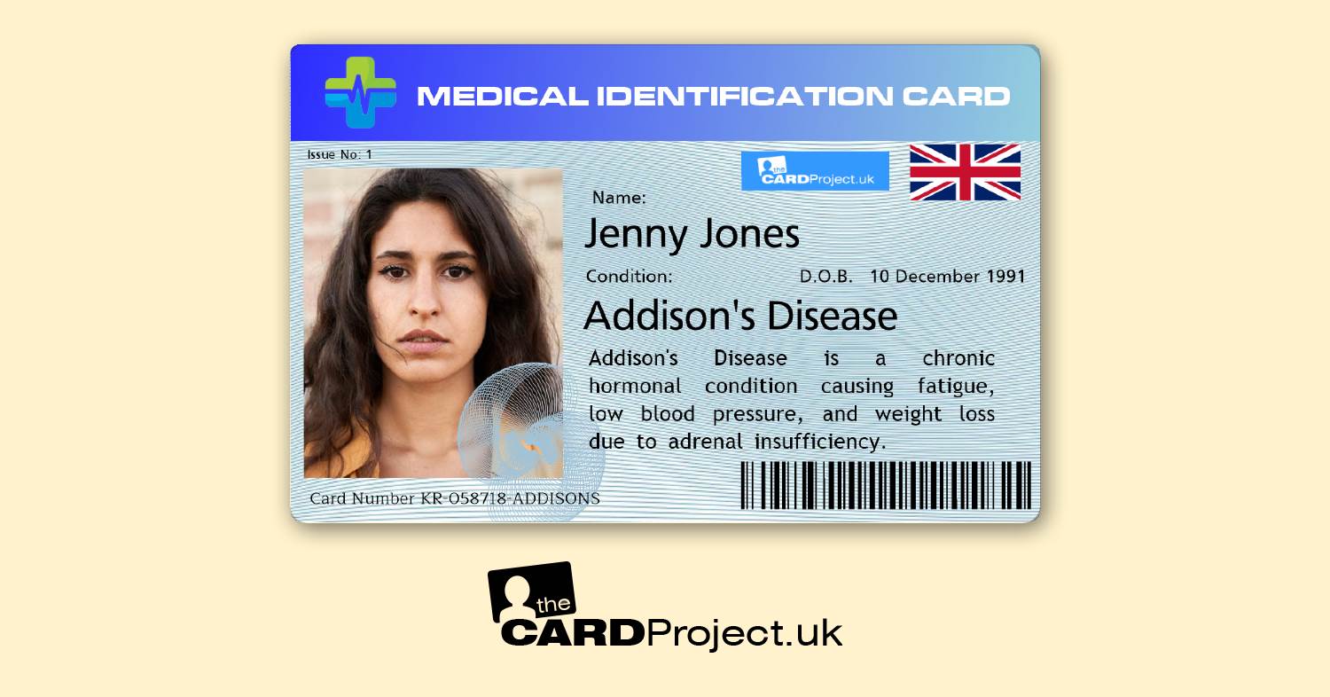 Premium Addison's Disease Medical ID Card (FRONT)